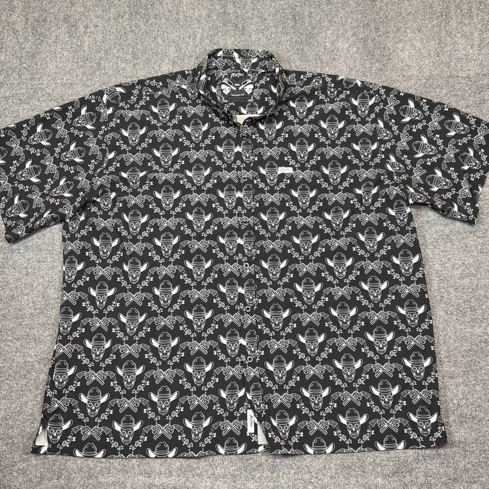Retro Rifle Vaquero V2 Shirt Mens 4XL Black Skull Button Front Short Sleeve